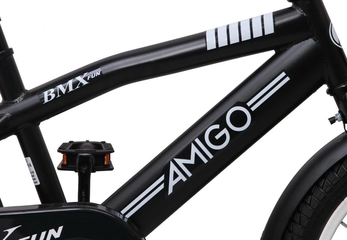 Amigo BMX Fun Jongensfiets - Kinderfiets 16 Inch - Matzwart - Afbeelding 11