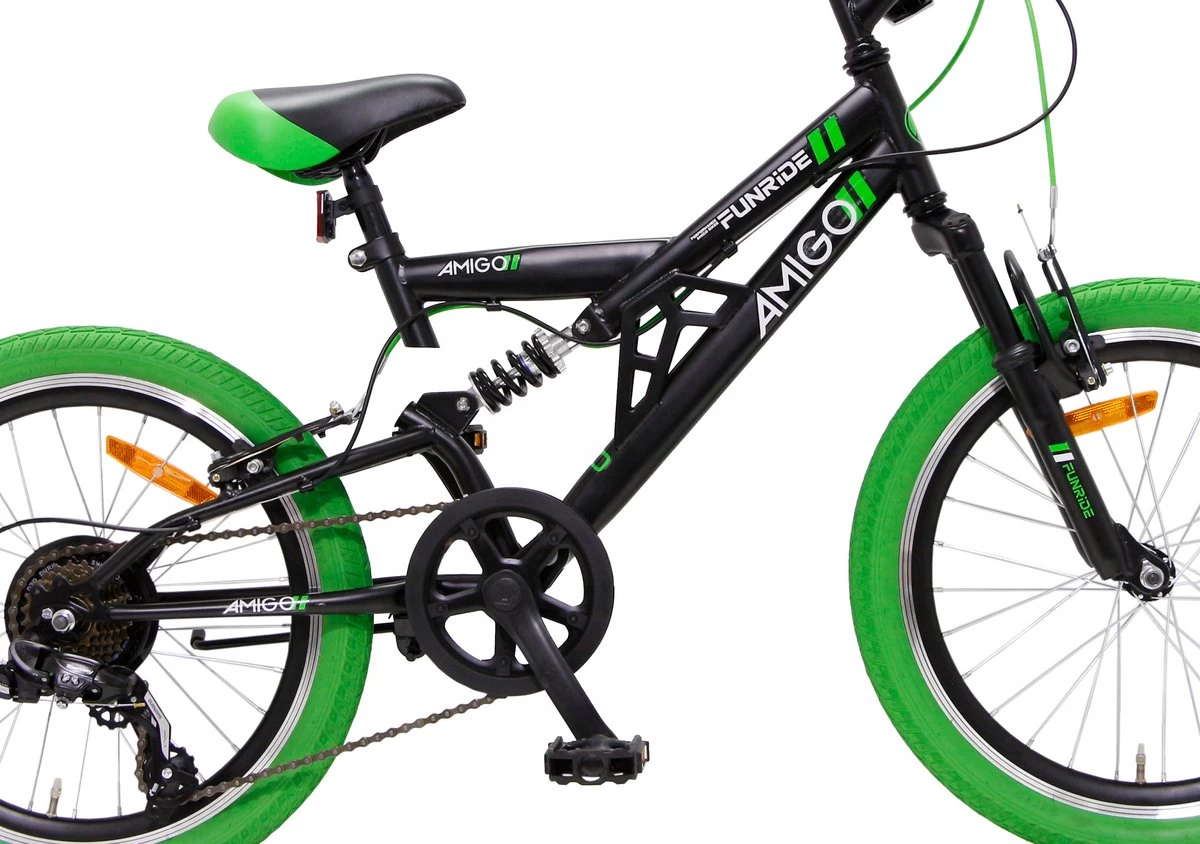 Amigo Fun Ride - Mountainbike 20 Inch - Voor Jongens En Meisjes - Met 7 Versnellingen - Zwart/Groen - Afbeelding 8