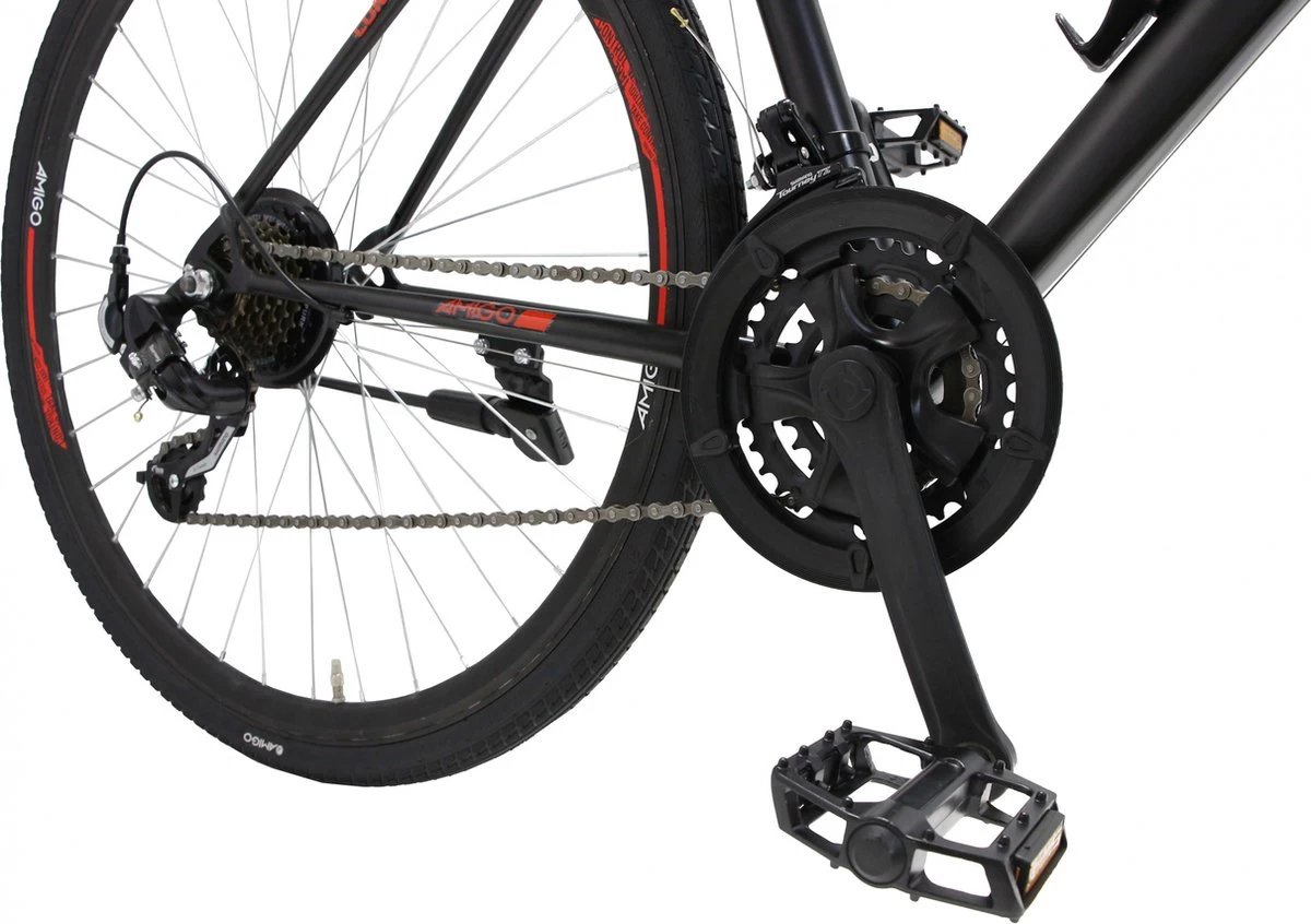 Amigo Control - Mountainbike 28 Inch - Voor Dames En Heren - Met 21 Versnellingen - Zwart/Rood - Afbeelding 7