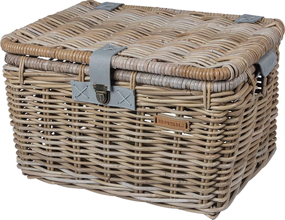 Basil Denton Fietsmand L - Voor - Rotan - Grijs - Large