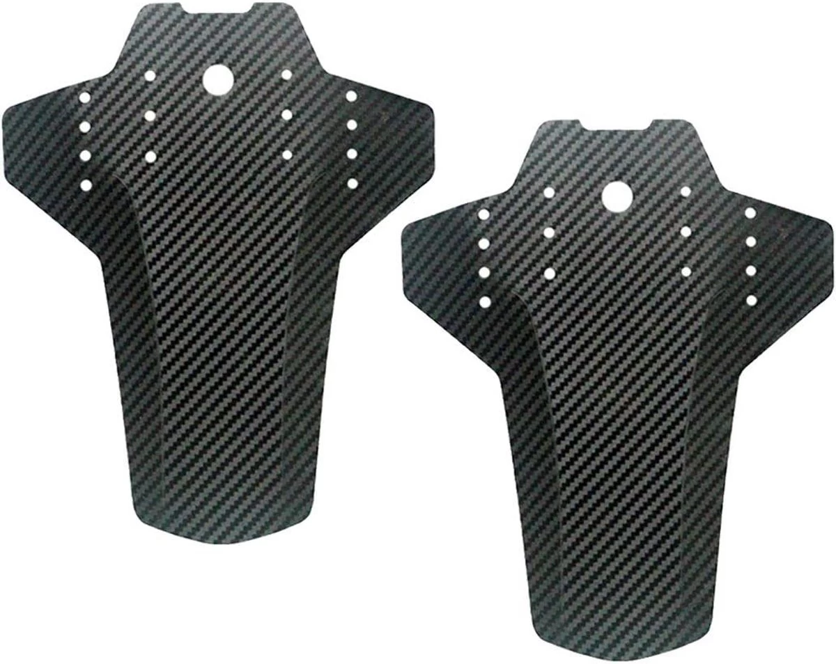 Set Van 2 - Universeel Spatborden - Inclusief Bevestiging Materiaal - Tie Wraps - Mountainbike Spatbord -Verstelbare Voor + Achter MTB Spatbord Set - Compatibel Met 20 "/24"/26 "/27.5"/29" Fiets - MBT Spatborden - 3D Carbon Patroon - Zwart - Afbeelding 2