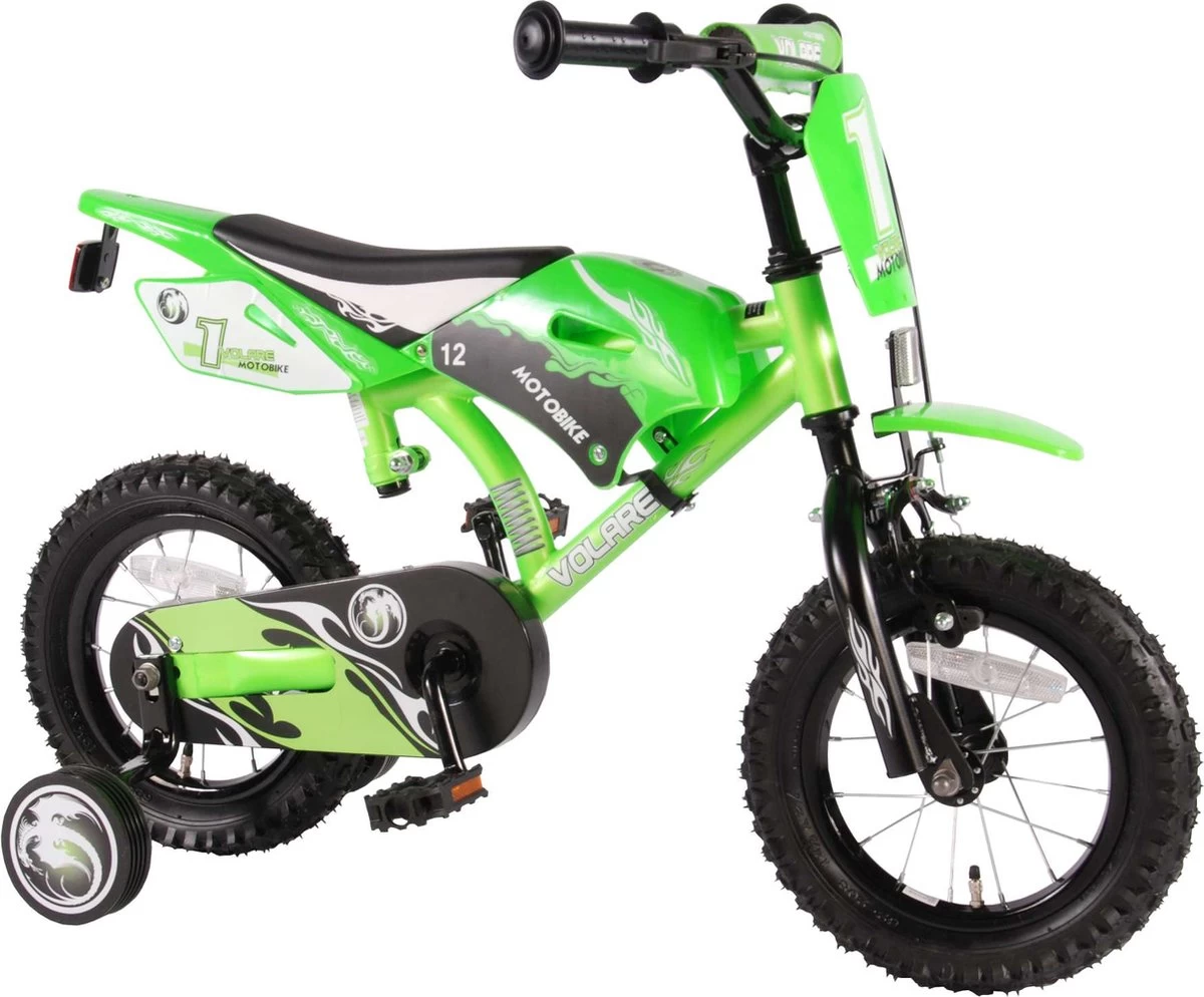 Volare Motobike Kinderfiets - Jongens - 12 Inch - Groen - 95% Afgemonteerd - Afbeelding 2
