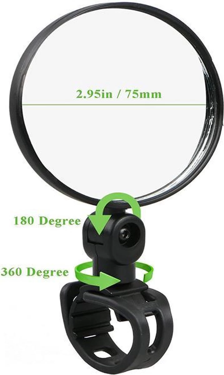 BeConfident® Fietsspiegel – Fietsspiegel E-Bike – Verstelbaar – Reflector – Fietspiegel - Zwart – Elektrische Fiets – Achteruitkijkspiegel – Sport – Veiligheid – Reflectie - Fietspigel - Afbeelding 2