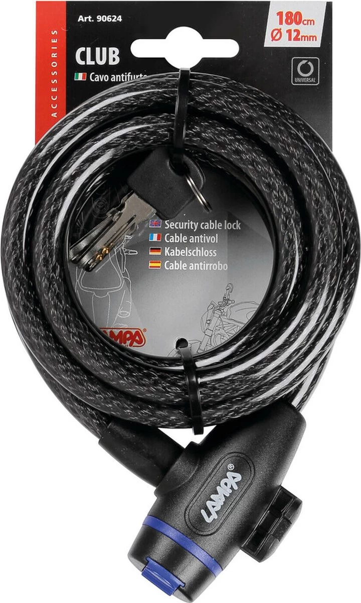 Kabelslot Fietsslot Supersterk| Krasvrije Kunststof Coating | Inclusief 2 Sleutels 180cm Lang - Afbeelding 4