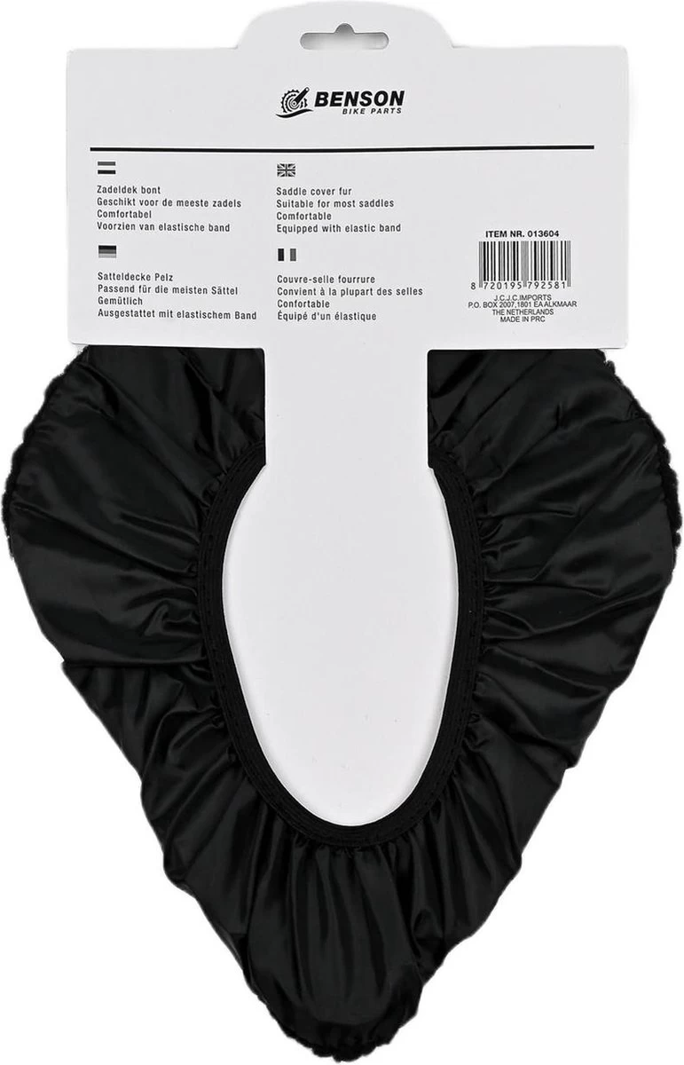 Benson Universele Fiets Zadeldek - Imitatie Schapenvacht - Bont - Zwart - Afbeelding 2