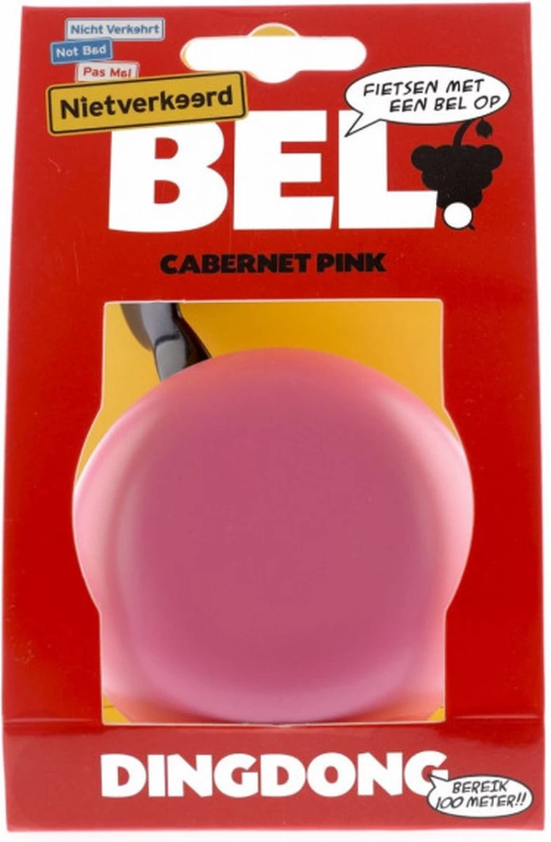 Fietsbel Ding-Dong NietVerkeerd ø80mm - Cabarnet Pink - Afbeelding 2