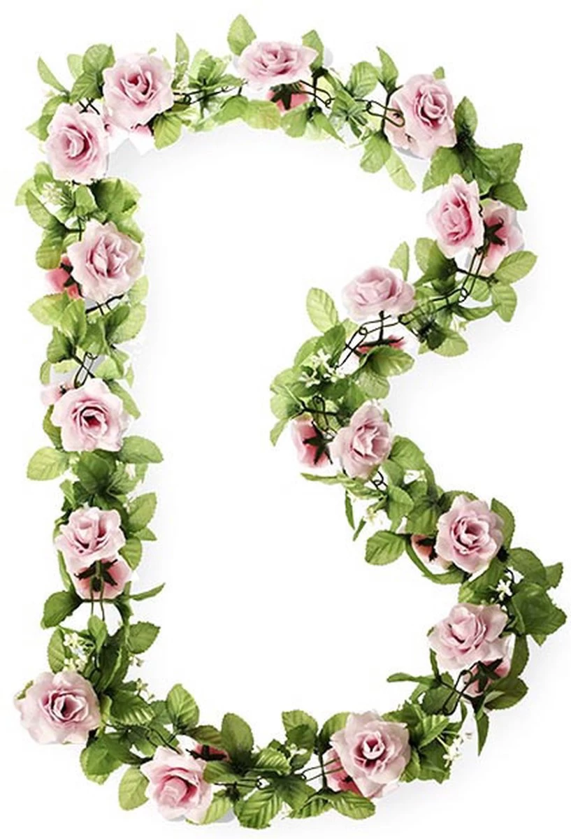 Basil Roses Flower Garland Bloemenstreng - Met Rozen – Roze - Afbeelding 2