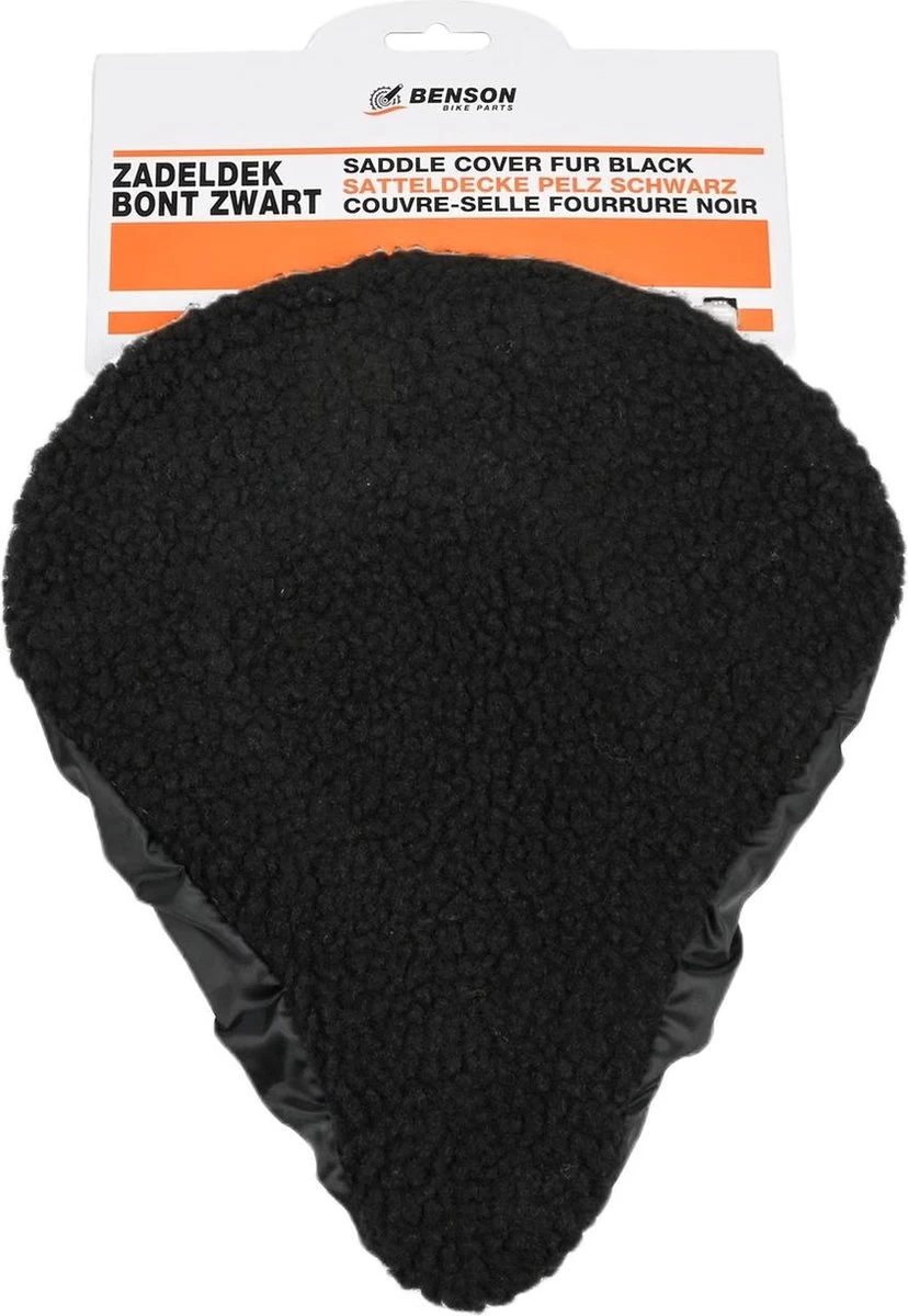 Benson Universele Fiets Zadeldek - Imitatie Schapenvacht - Bont - Zwart - Afbeelding 4