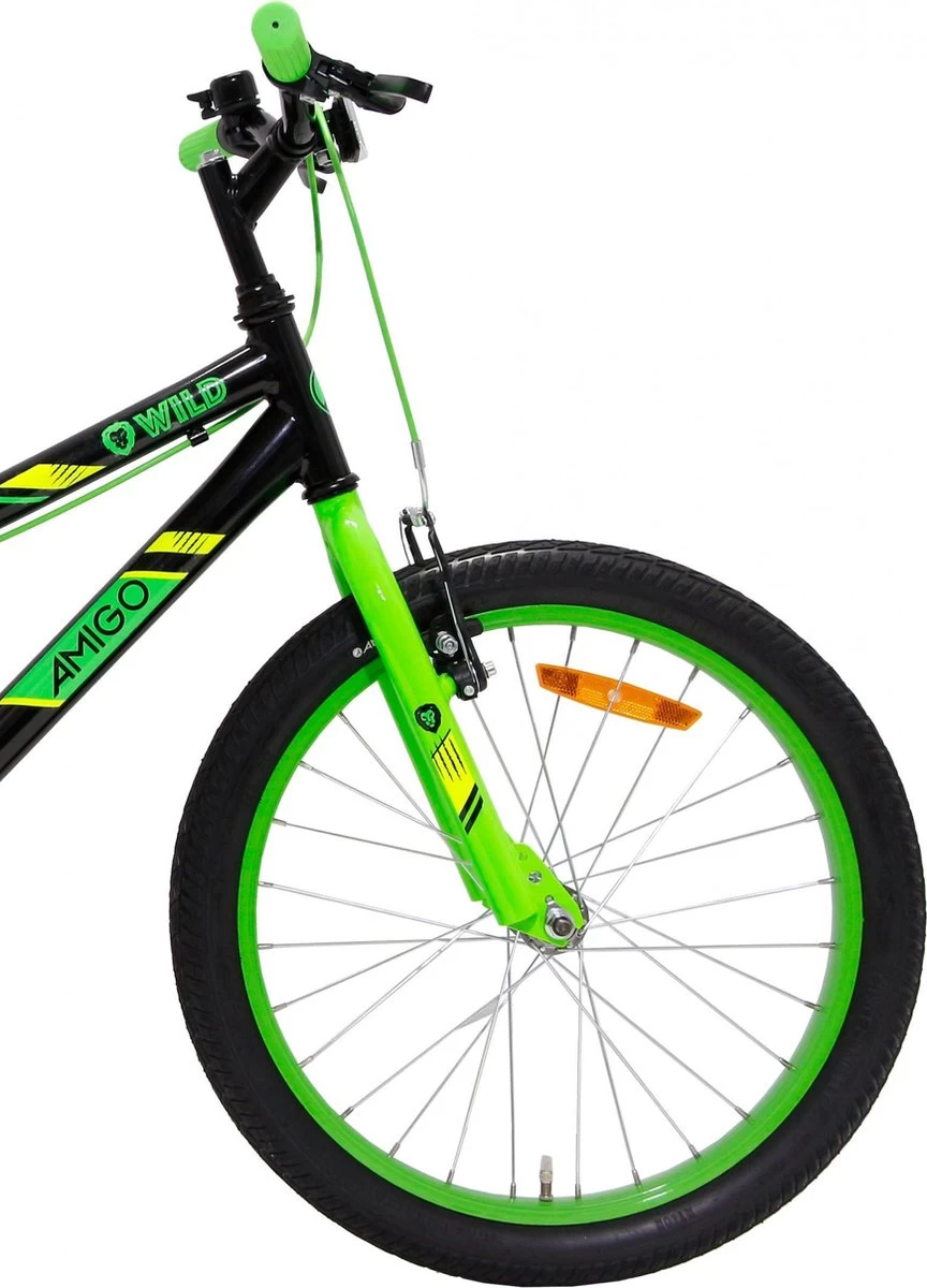 Amigo Wild - Mountainbike 20 Inch - Voor Jongens En Meisjes - Zwart/Groen - Afbeelding 3
