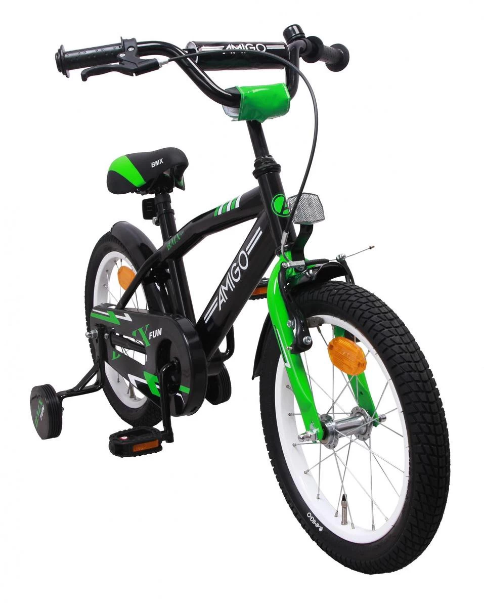 Amigo BMX Fun Jongensfiets - Kinderfiets 16 Inch - Zwart/Groen - Afbeelding 2